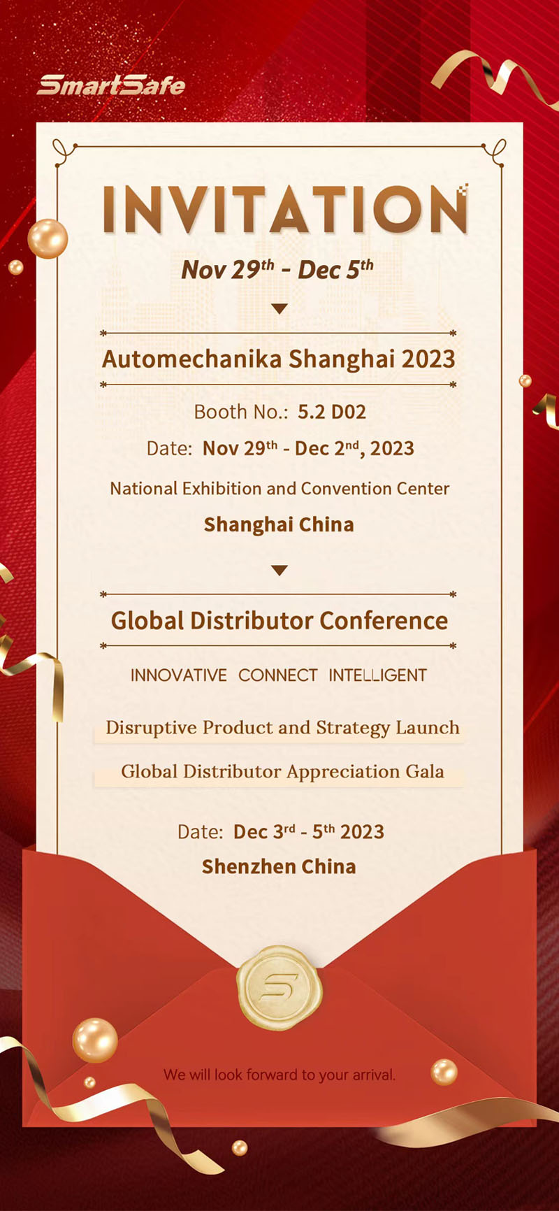 A Warm Invitation to SmartSafe’s First Global Distributor Conference & Shanghai Auto Parts Exhibition