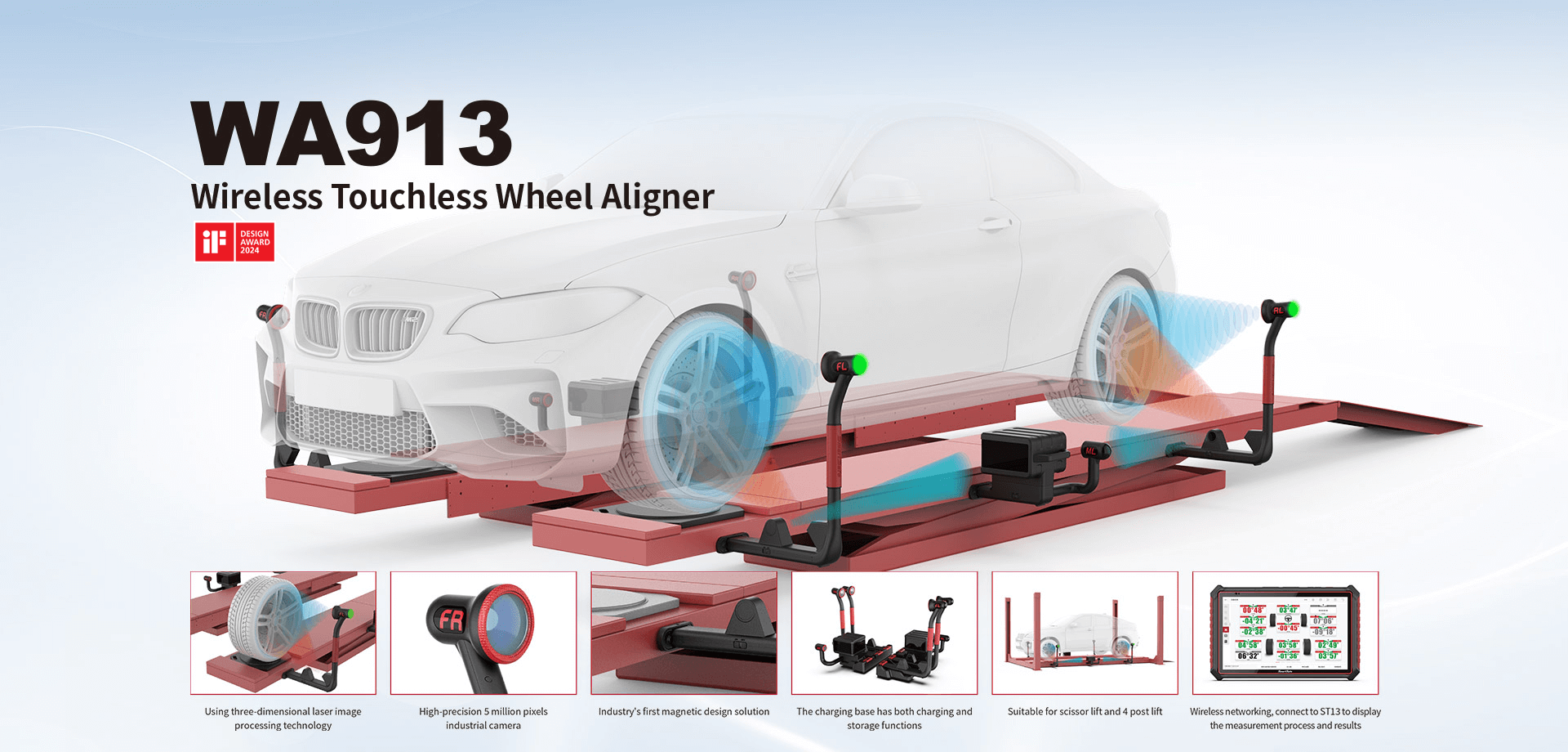 WA913 Wireless Touchless Wheel Aligner