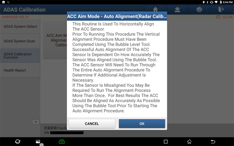 Pacifica ACC Radar Calibration 04