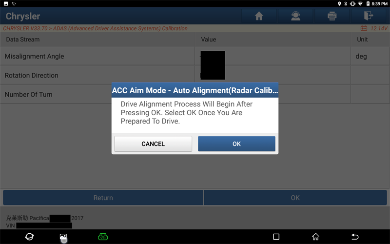 Pacifica ACC Radar Calibration 10