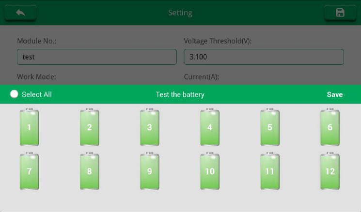 Battery strings: the strings connected the module under test